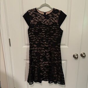 Betsy & Adam Black Lace with Blush Lining Dress